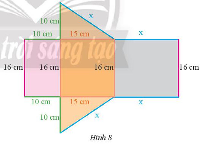 Tấm bìa ở Hình 8 có thể tạo lập thành một hình lăng trụ đứng có đáy là tam giác (ảnh 1)