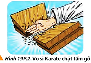 Một võ sĩ Karate có thể dùng tay để chặt gãy một tấm gỗ như Hình 19P.2. Hãy xác định lực trung bình của tay tác dụng lên tấm gỗ. Lấy khối lượng của bàn tay và một phần cánh tay là 1 kg, tốc độ của cánh tay ngay trước khi chạm vào tấm gỗ là 10 m/s, thời gian tương tác là 2.10-3 s. (ảnh 1)