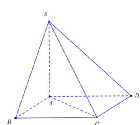 Cho hình chóp S.ABCD có đáy là hình vuông, cạnh bên SA vuông góc với đáy (ảnh 1)
