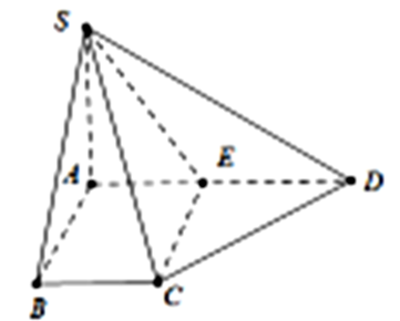 Cho hình chóp S.ABCD có SA vuông góc với đáy, SA=a căn 6 Đáy ABCD là hình thang (ảnh 1)