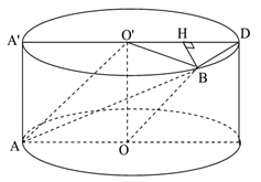 Cho hình trụ có các đáy là 2 hình tròn tâm  O và O' , bán kính đáy bằng chiều cao và bằng a  . Trên đường tròn  (ảnh 1)