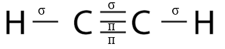 Cho biết số liên kết sigma và liên kết pi trong phân tử acetylene (C2H2). (ảnh 1)