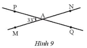 Cho hai đường thẳng MN, PQ cắt nhau tại A và tạo thành góc PAM (ảnh 1)