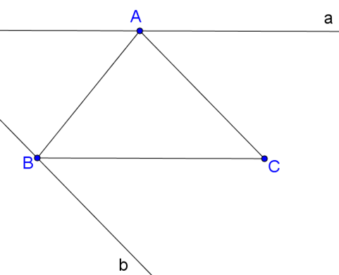 a) Cho tam giác ABC. Hãy nêu cách vẽ đường thẳng a đi qua đỉnh A (ảnh 1)