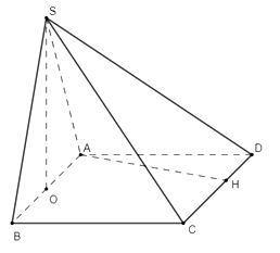 Cho hình chóp S.ABCD có đáy ABCD là hình thoi cạnh a và góc ABC = 60 độ (ảnh 1)