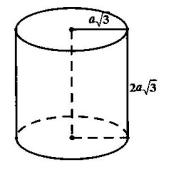 Một khối trụ bán kính đáy là a căn 3 , chiều cao là 2a căn 3 .  (ảnh 1)