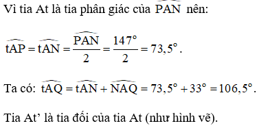Cho hai đường thẳng MN, PQ cắt nhau tại A và tạo thành góc PAM (ảnh 3)