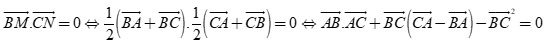 Cho tam giác ABC có BC = a, góc A bằng alpha và hai đường trung tuyến BM, CN vuông góc với nhau. (ảnh 5)