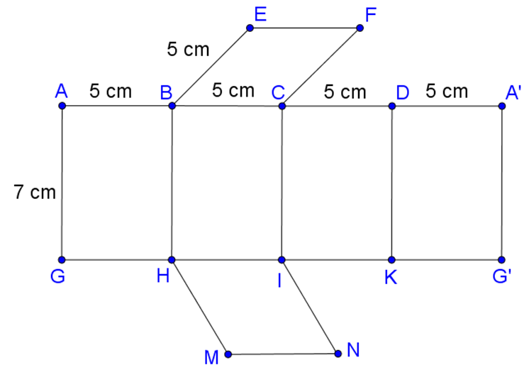 Tạo lập lăng trụ đứng tứ giác có đáy là hình thoi cạnh 5 cm và chiều cao 7 cm (ảnh 2)