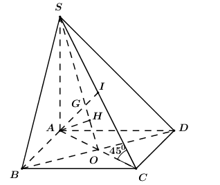 Cho hình chóp S.ABCD đáy ABCD là hình thoi cạnh a, góc BAD = 60 độ (ảnh 1)