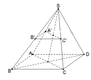 aCho hình chóp S.ABCD có đáy ABCD là một hình bình hành. Gọi A', B', C' lần lượt là trung điểm của các cạnh SA, SB, SC. Khẳng định nào sau đây là khẳng định đúng? (ảnh 1)