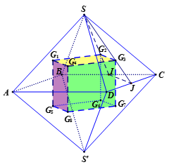 Cho khối bát diện đều cạnh a . Tính tỷ số thể tích của khối lập phương được tạo nên  (ảnh 1)