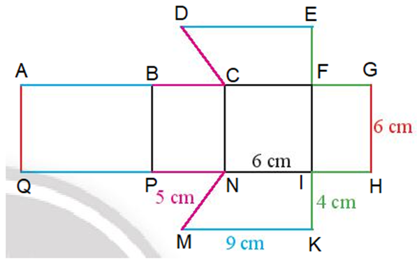 Từ tấm bìa như Hình 11 có thể tạo lập được hình lăng trụ đứng có đáy là hình thang. (ảnh 2)