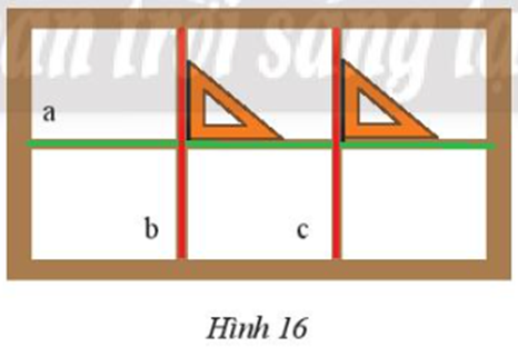 Cặp cạnh nào của các ô cửa sổ (Hình 16) vuông góc với nhau? (ảnh 1)