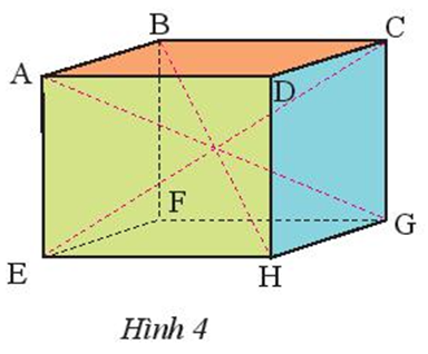 Cho hình hộp chữ nhật ABCD.EFGH (Hình 4) có AD = 8 cm, DC = 5 cm (ảnh 1)