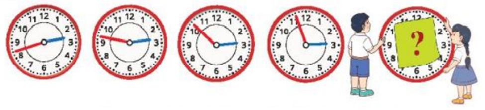 Đọc giờ bốn đồng hồ rồi cho biết đồng hồ thứ năm chỉ mấy giờ? (ảnh 1)