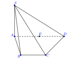 Cho hình chóp S.ABCD có đáy ABCD là hình thang vuông tại A và B với (ảnh 1)