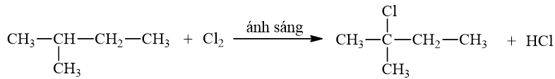 Khi cho 2-metylbutan phản ứng với Cl2 (chiếu sáng, tỉ lệ mol 1:1) thu được sản phẩm chính là (ảnh 1)