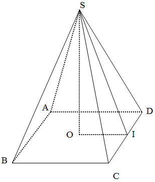 Khối chóp tứ giác đều có cạnh đáy bằng a căn bậc hai 2 và chiều cao bằng 2a thì diện tích xung quanh bằng: (ảnh 1)
