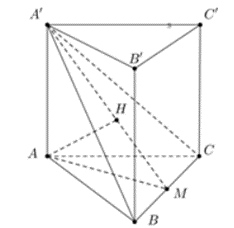 Cho hình lăng trụ tam giác đều ABC.A'B'C'  có tất cả các cạnh đều bằng a (ảnh 1)