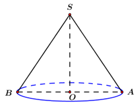 Một hình nón có thiết diện qua trục là một tam giác vuông cân có cạnh góc  (ảnh 1)