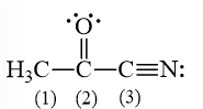 Các nguyên tử carbon (1), (2), (3) trong hình bên ở những trạng thái lai hóa nào? (ảnh 1)