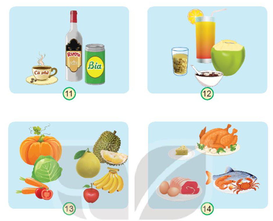 Quan sát các hình dưới đây và kể tên những thức ăn, đồ uống có lợi, không có lợi cho cơ quan thần kinh. (ảnh 1)