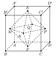 Cho hình hộp chữ nhật có độ dài các cạnh là 3, 4, 5. Nối tâm 6 mặt của hình hộp chữ nhật (ảnh 1)
