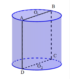 Cắt một khối trụ bởi một mặt phẳng qua trục của nó, ta được thiết diện là một hình vuông (ảnh 1)