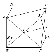 Cho hình hộp ABCD.EFGH. Gọi I là tâm của hình bình hành ABFE và K là tâm của hình bình hành BCGF. Chứng minh các vectơ BD→,  IK→,  GF→  đồng phẳng. (ảnh 1)