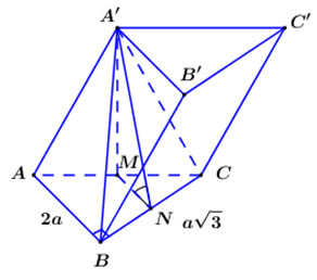 Cho hình lăng trụ ABC.A'B'C' có đáy ABC là tam giác vuông tại B và A'A = A'B (ảnh 1)