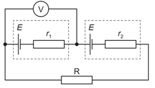 Hai nguồn điện có suất điện động E, điện trở mỗi nguồn là r1, r2, mắc nối tiếp  (ảnh 1)