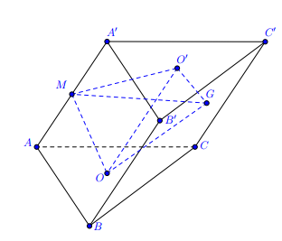 Cho hình lăng trụ ABC.A'B'C' có đáy ABC là tam giác đều cạnh a  (ảnh 1)
