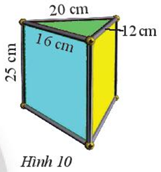 Một chiếc hộp đèn có dạng hình lăng trụ đứng tam giác có kích thước như Hình 10. (ảnh 1)