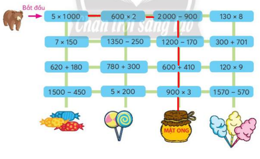 Chỉ đường cho bạn Gấu đi theo các phép tính có kết quả lớn hơn  (ảnh 2)