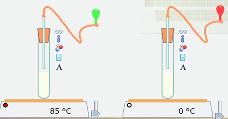 Sử dụng thẻ Open-local để mô phỏng các thí nghiệm sau: - Thí nghiệm ảnh hưởng của nhiệt độ đến tốc độ của phản ứng (giữa CaCO3(s) và HCl(aq)). - Thí nghiệm ảnh hưởng của chất xúc tác MnO2 đến tốc độ phản ứng phân hủy H2O2(aq). (ảnh 2)