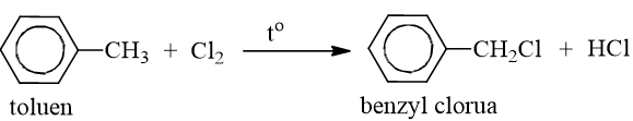 Toluen tác dụng với Cl2, ánh sáng (tỉ lệ mol 1 : 1 ), thu được sản phẩm hữu cơ là (ảnh 1)