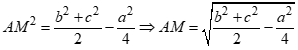 Cho tam giác ABC có AB = c, BC = a, AC = b. Gọi M là trung điểm của BC. Mệnh đề nào sau đây đúng? (ảnh 1)