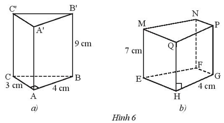 Quan sát hai hình lăng trụ đứng trong Hình 6. Tìm độ dài các cạnh: (ảnh 1)