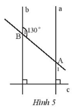 Cho Hình 5 có góc B1 = 130 độ. Số đo của góc A1 là bao nhiêu? (ảnh 1)