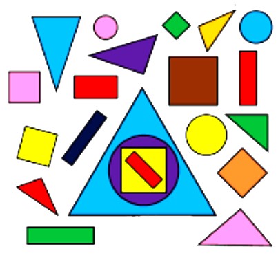 Điền số thích hợp vào chỗ chấm: Hình trên có … hình tròn, … hình tam giác, … hình vuông, … hình chữ nhật. (ảnh 1)