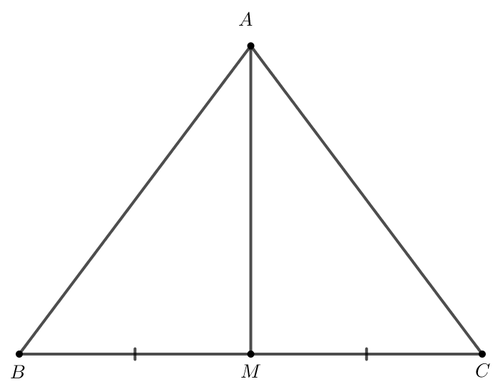 Cho tam giác ABC cân tại A có AB = 5 cm, BC = 6 cm và AM là đường trung tuyến. Độ dài đoạn AM là: (ảnh 1)