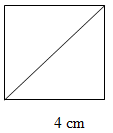 Từ một tờ giấy hình vuông có cạnh 4 cm. Bạn Đức cắt tờ giấy theo đường chéo (ảnh 1)