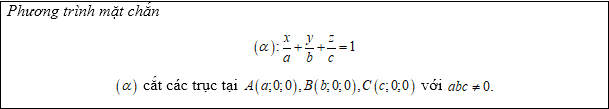 Trong không gian Oxyz, tìm phương trình mặt phẳng (a) cắt ba trục Ox, Oy, Oz (ảnh 1)