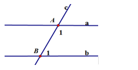 Cho hình vẽ. Biết a // b. Đường thẳng c cắt hai đường thẳng a, b lần lượt tại A và B sao cho  .  (ảnh 1)