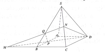Cho hình chóp  có đáy S. ABCD  là hình bình hành. Gọi M  là điểm đối xứng của  C qua B  và  là trung điểm của SC. Mặt phẳng (MND)  chia khối chóp S. ABCD thành hai khối đa diện, trong đó khối đa diện chứa đỉnh S  có thể tích  V1, khối đa diện còn lại có thể tích  V2 (tham khảo hình vẽ dưới đây). Tính tỉ số  V1/V2. (ảnh 1)