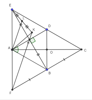 Cho hình thoi ABCD  có góc A  bằng 60 độ , kẻ  BH vuông góc với  AD tại H . Gọi  O là giao điểm của AC  và  BD;  E là điểm đối xứng của  B qua H; F là điểm đối xứng của  C qua  B. a) Tứ giác  ABCD là hình gì? Vì sao? b) Chứng minh tứ giác ABCE  là hình thang cân. (ảnh 1)