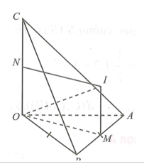 Trong không gian Oxyz, lấy điểm C trên tia Oz sao cho OC=1 . Trên hai tia Ox, Oy lần lượt lấy hai điểm A, B thay đổi sao cho OA+OB=OC . Tìm giá trị nhỏ nhất của bán kính mặt cầu ngoại tiếp tứ diện O.ABC? (ảnh 1)