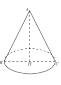 Cho hình nón có thiết diện qua trục là một tam giác vuông cân có cạnh góc vuông bằng 2a. Thể tích khối nón đã cho bằng (ảnh 1)