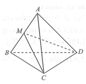 Cho tứ diện ABCD có hai mặt ABC và ABD là các tam giác đều. Tính góc giữa hai đường thẳng AB và CD. (ảnh 1)